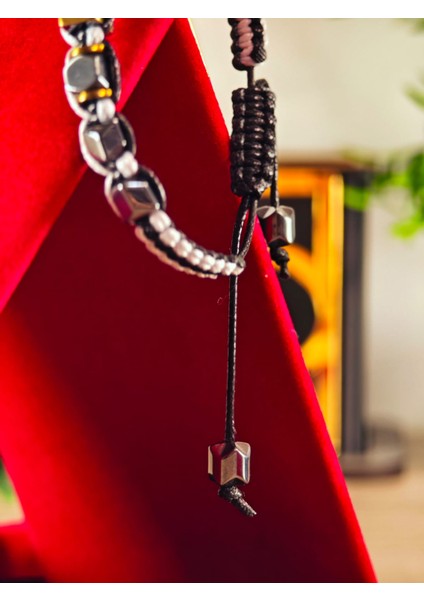 Makrome Örme Bileklik El Yapımı Kişiye Özel Harfli Bileklik Doğal Taş Hematit Bileklik fırsatları