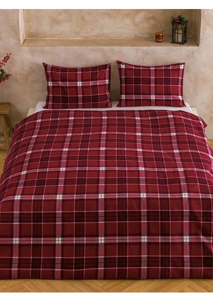 Home Kırmızı Ekose Desenli Pamuklu Çift Kişilik Nevresim Seti 200X220 cm fiyatları
