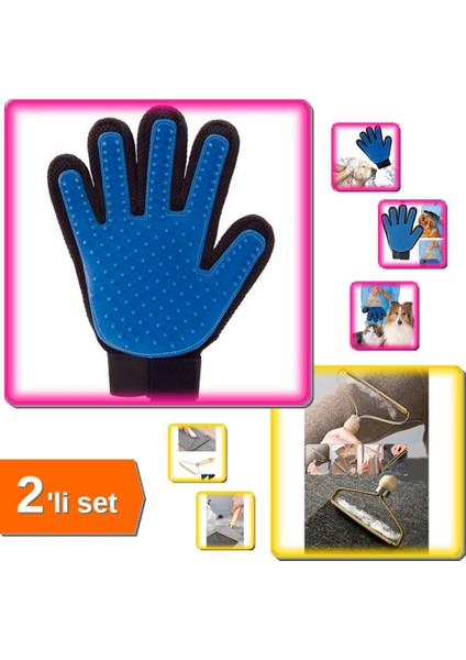 Tüy Toplama Eldiveni + Halı Tüyü Temizleme Çift Taraflı - 2li Set G4Q6H0