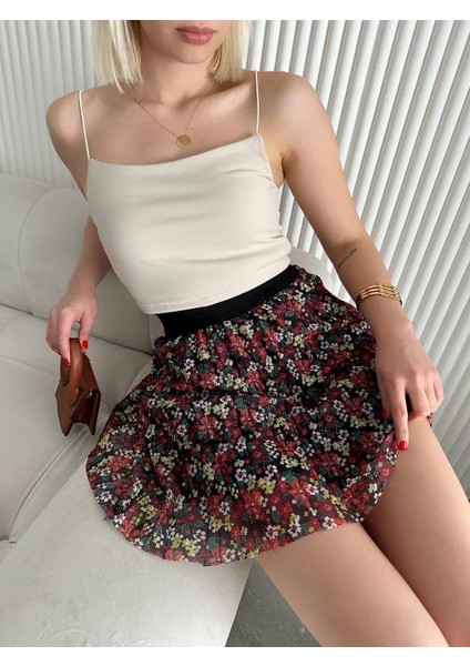 Sptrns Baskılı Astarlı Mini Etek Kırmızı (Beden: S) modelleri