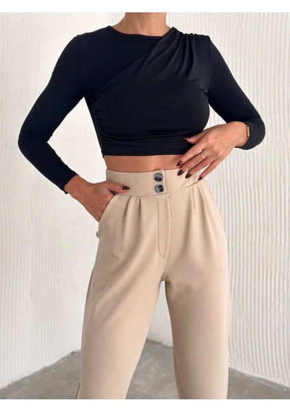 Sptrns Örme Krep Pantolon Çift Düğmeli Bej (Beden: Xl) modelleri