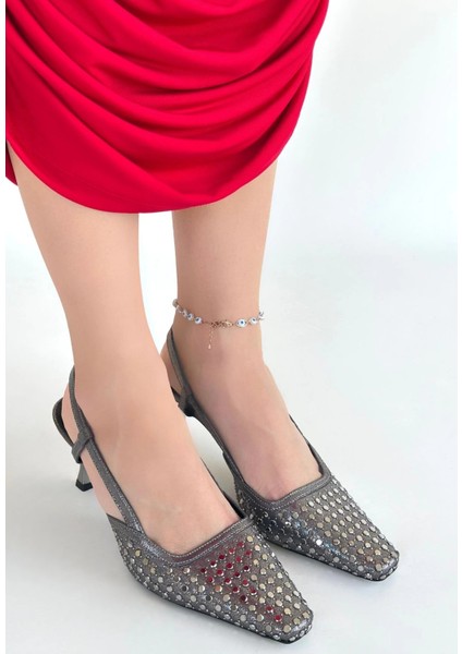 Yzlal Sione Platin Cilt Topuklu Ayakkabı (Numara: 37)