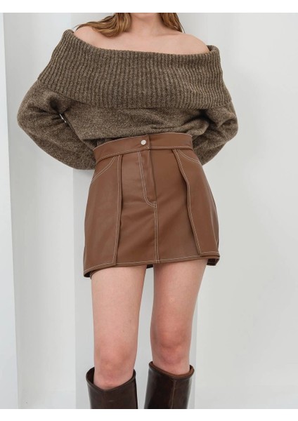 Sptrns Kontrast Deri Etek Kahve W260015 (Beden: M) modelleri