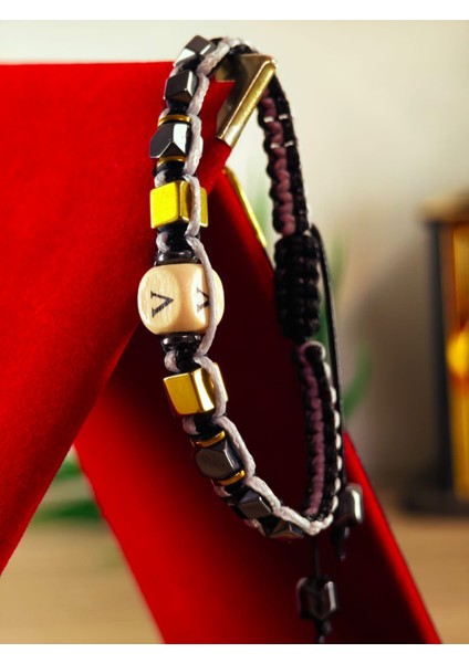 Makrome Örme Bileklik El Yapımı Kişiye Özel Harfli Bileklik Doğal Taş Hematit Bileklik modelleri