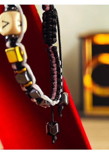 Makrome Örme Bileklik El Yapımı Kişiye Özel Harfli Bileklik Doğal Taş Hematit Bileklik fırsatları