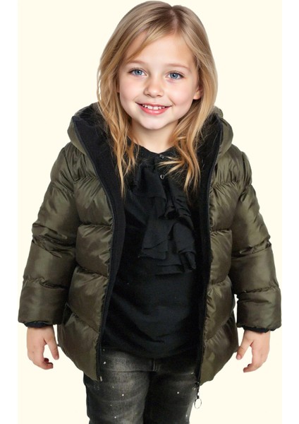 Kız Çocuk Polarlı Kürklü Kapüşonlu Su Geçirmez Rüzgara Dayanıklı Şişme Kışlık Mont Kaban modelleri