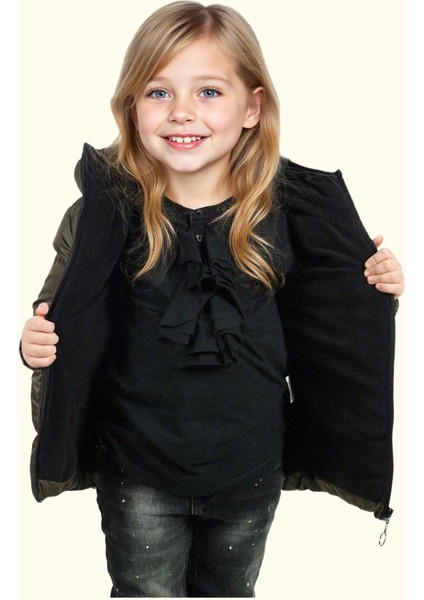 Kız Çocuk Polarlı Kürklü Kapüşonlu Su Geçirmez Rüzgara Dayanıklı Şişme Kışlık Mont Kaban fırsatları