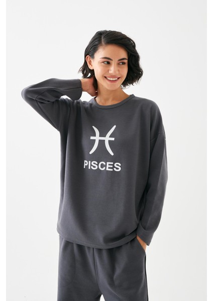 Kadın Füme Balık Burcu Oversize 2 Iplik Eşofman Ev Giyim Takımı modelleri