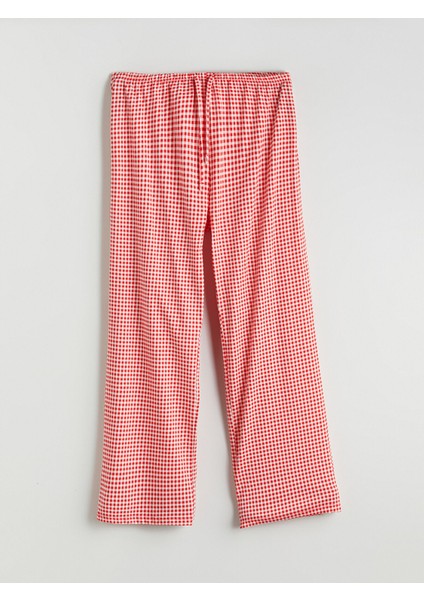 Yeni Sezon Beli Lastikli Ekose Kadın Pijama Altı