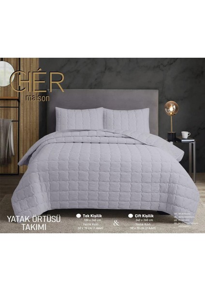 Çok Amaçlı Yastık Kılıflı Çift Kişilik Yatak Örtüsü Ekru