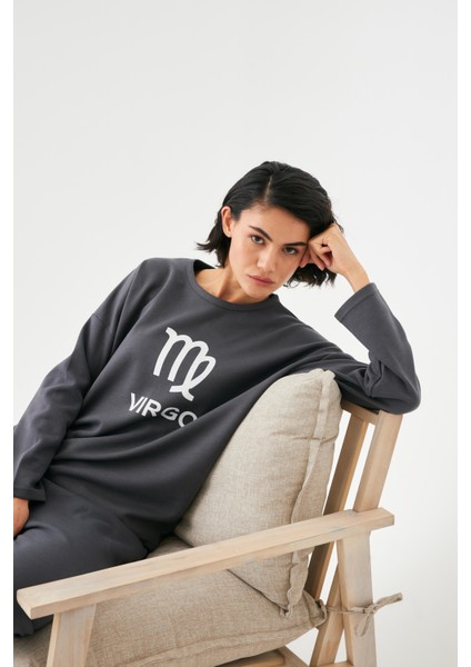 Kadın Füme Başak Burcu Oversize 2 Iplik Eşofman Ev Giyim Takımı indirimleri