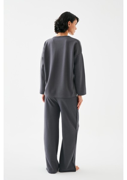 Kadın Füme Yay Burcu Oversize 2 Iplik Eşofman Ev Giyim Takımı indirimleri