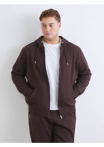 Yeni Sezon Büyük Beden Kapüşonlu Erkek Kalın Fermuarlı Sweatshirt