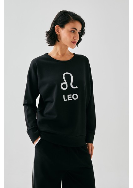 Kadın Siyah Aslan Burcu Oversize 2 Iplik Eşofman Ev Giyim Takımı fiyatları