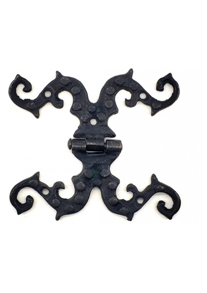 Antika Tarz Dekoratif Pirinç Süslü Menteşe - 100X90 Mm, Oksit