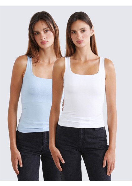 Yeni Sezon Kare Yaka Kadın Atlet 2'li