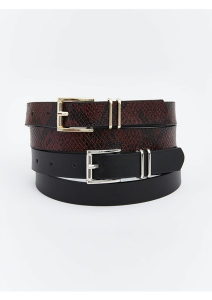 Yeni Sezon Deri Görünümlü Kadın Kemer 2'li