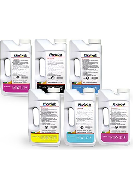 1000 ml Photoink Mürekkep, Epson Claria ve L Serisi Yazıcılar Için Uyumlu 6X1000 ml Mürekkep Seti (Photoink Akıllı Mürekkep)/ L382/L386/L455/1455/L3050/L3060/L3070/L3110/L4150