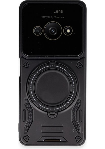 Xiaomi Poco C61 Kılıf Joy Lens Standlı Kapak - Siyah