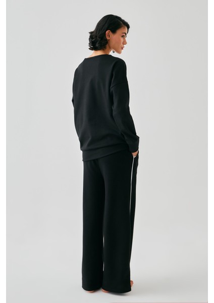Kadın Siyah Akrep Burcu Oversize 2 Iplik Eşofman Ev Giyim Takımı indirimleri