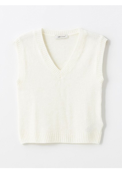 Yeni Sezon Kadın V Yaka Düz Triko Süveter indirimleri