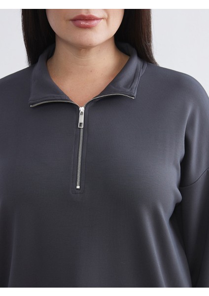 Yeni Sezon Büyük Beden Dik Yaka Kadın Sweatshirt modelleri