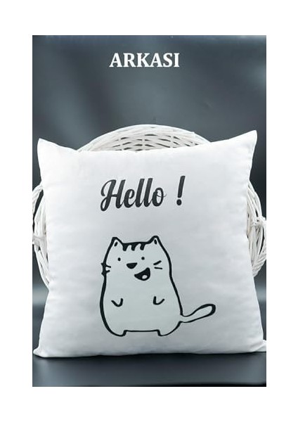 Harfli Kırlent Kılıfı Kadife 43X43 cm Çift Taraflı S Harfi Kedi Desenli Evlilik Teklifi Doğum Günü modelleri