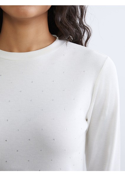 Yeni Sezon Bisiklet Yaka Taşlı Kadın Tişört modelleri