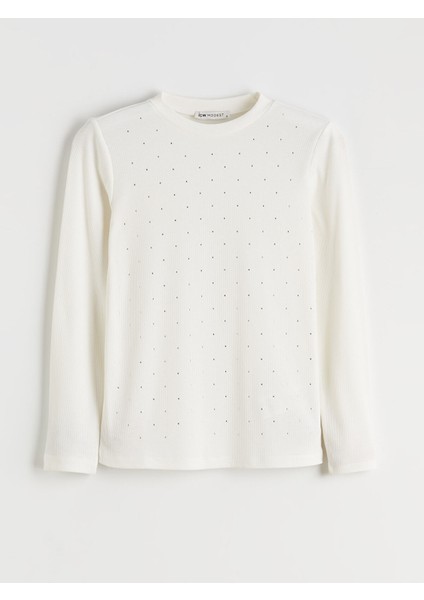 Yeni Sezon Bisiklet Yaka Taşlı Kadın Tişört indirimleri