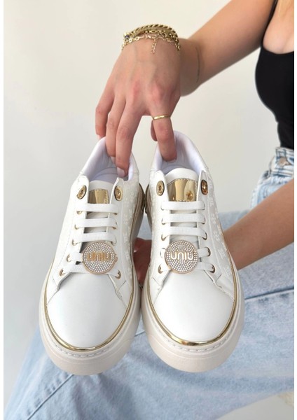 Yzlal Jlar Beyaz Cilt Bağcıklı Spor Ayakkabı (Numara: 37)