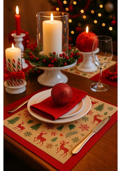 40 Adet Renkli Yılbaşı Masa Sunum Kağıdı Sofra Dekoru Kağıdı Doğal Kraft Servis Altlığı