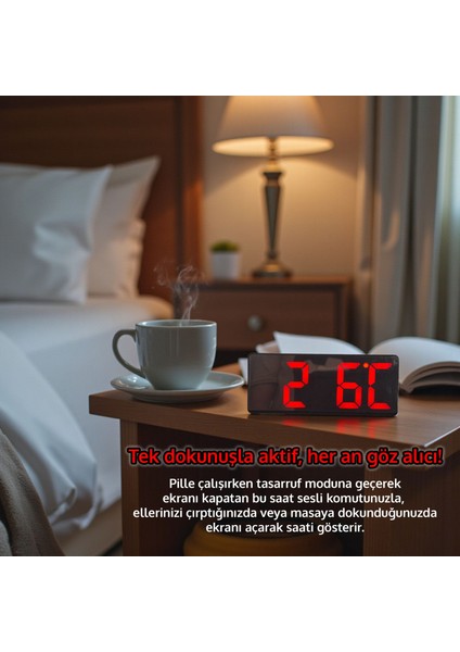 Kırmızı LED Dijital Masa Saati – Aynalı Şık Çift Alarm Sıcaklık Tarih fiyatları