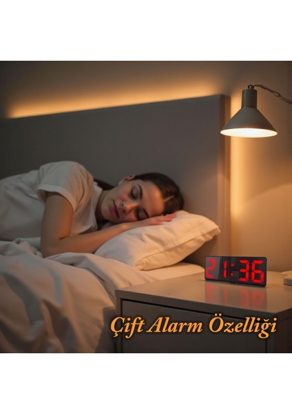 Kırmızı LED Dijital Masa Saati – Aynalı Şık Çift Alarm Sıcaklık Tarih modelleri