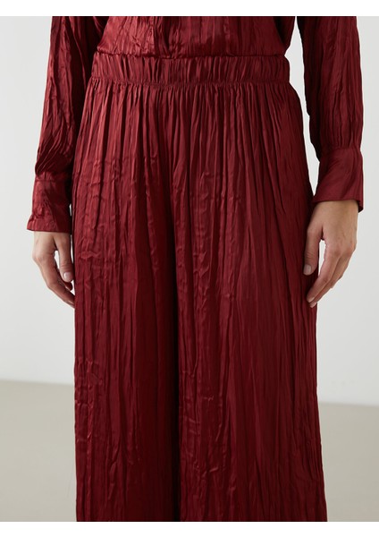 Yeni Sezon Beli Lastikli Geniş Paça Kadın Pantolon modelleri