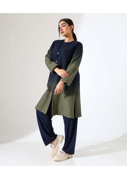Düğme Kapama Örme Ceket Üç Parça Takım modelleri