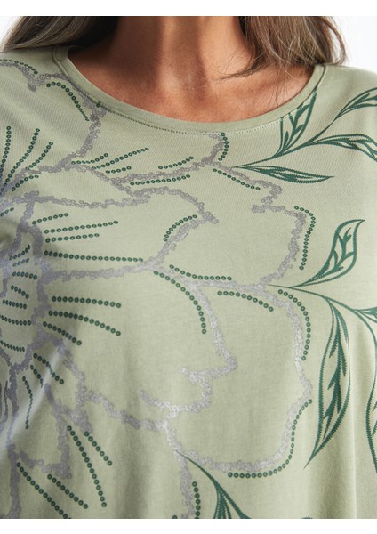 Yeni Sezon Bisiklet Yaka Baskılı Uzun Kollu Kadın Tişört modelleri