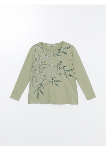 Yeni Sezon Bisiklet Yaka Baskılı Uzun Kollu Kadın Tişört indirimleri