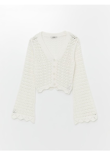 Yeni Sezon V Yaka Ajurlu Uzun Kollu Kadın Triko Hırka indirimleri