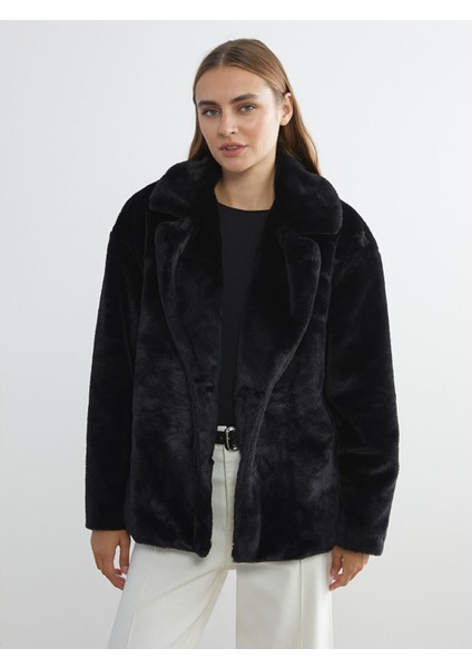Yeni Sezon Ceket Yaka Kadın Pelüş Mont