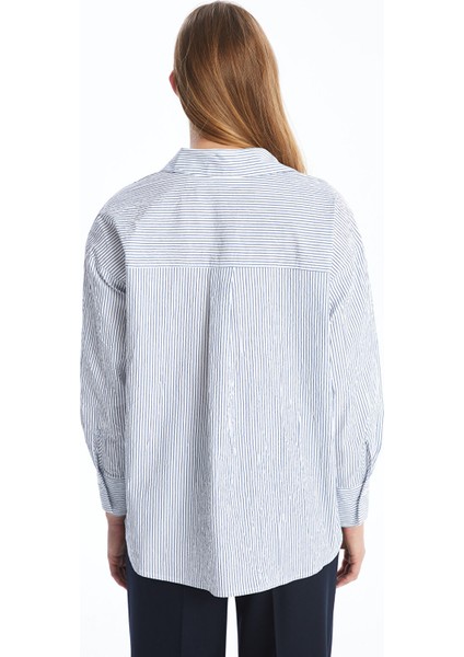 Yeni Sezon Çizgili Oversize Poplin Kadın Gömlek modelleri