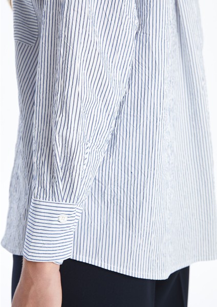 Yeni Sezon Çizgili Oversize Poplin Kadın Gömlek fırsatları