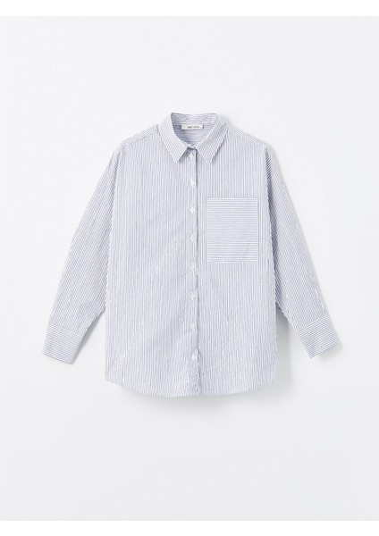 Yeni Sezon Çizgili Oversize Poplin Kadın Gömlek indirimleri