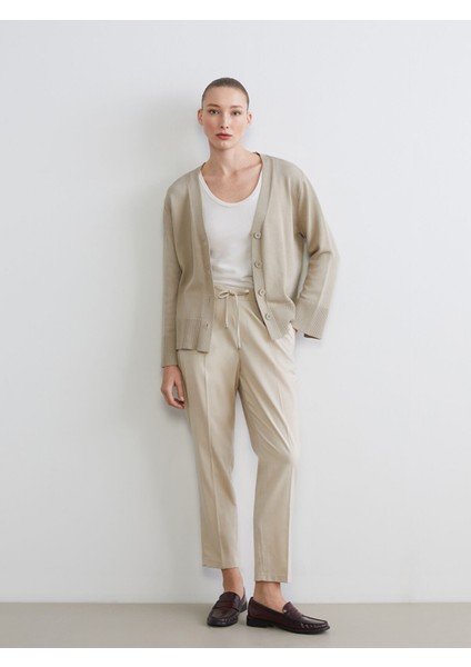 Yeni Sezon Beli Lastikli Havuç Kesim Kadın Pileli Pantolon