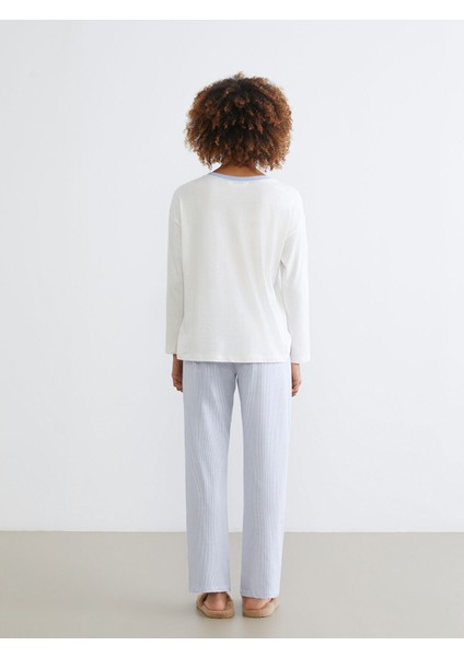 Yeni Sezon Bisiklet Yaka Kiraz Baskılı Kadın Pijama Takımı fırsatları