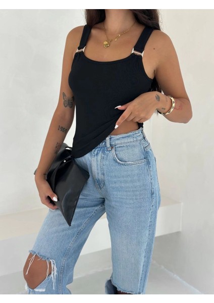 Sptrns Ottoman Toka Askılı Bluz Siyah S4194 (Beden: M)