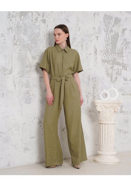 Lvsqvr Kuşaklı Gömlek Yaka Salaş Tulum Haki S255822 (Beden: S) modelleri