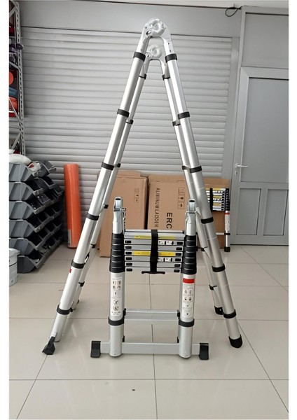 Teleskopik Alüminyum A Tipi Merdiven | 6+6, 7+7, 8+8 Basamak Açılır Uzayan Kaymaz Güvenli fiyatları