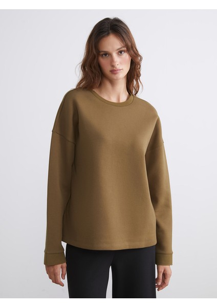 Yeni Sezon Bisiklet Yaka Oversize Kadın Sweatshirt