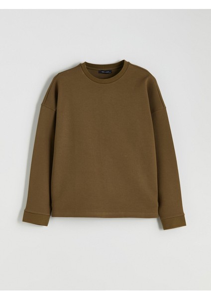 Yeni Sezon Bisiklet Yaka Oversize Kadın Sweatshirt indirimleri