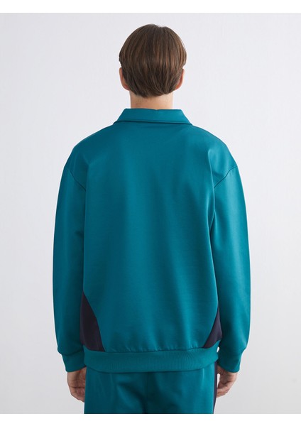 Yeni Sezon Polo Yaka Baskılı Erkek Kalın Sweatshirt fırsatları